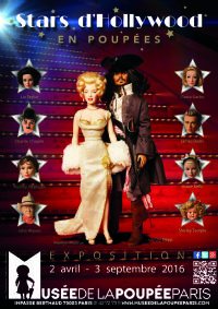 Exposition Stars d'Hollywood en poupées. Du 2 avril au 3 septembre 2016 à paris03. Paris. 